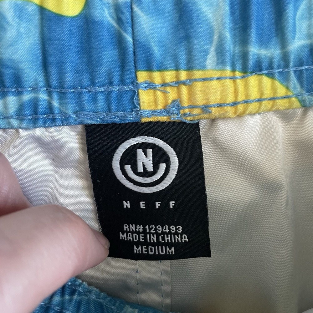 Neff Men's Swim Trunks Medium Rubber Duck Print Blue Yellow Board Shorts M - Picture 2 of 10